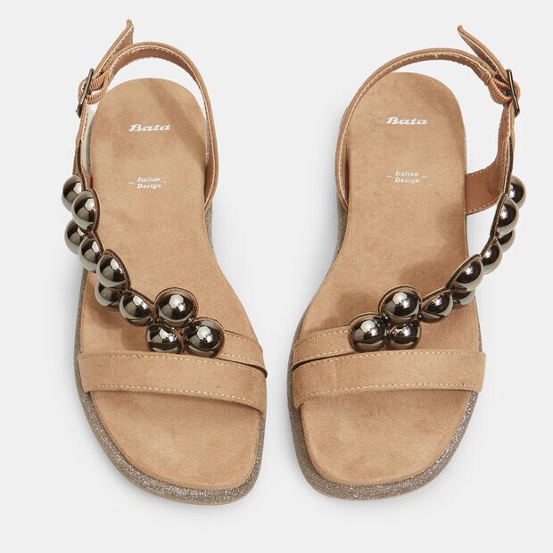 Flache Sandalen f&uuml;r Damen, Taupe