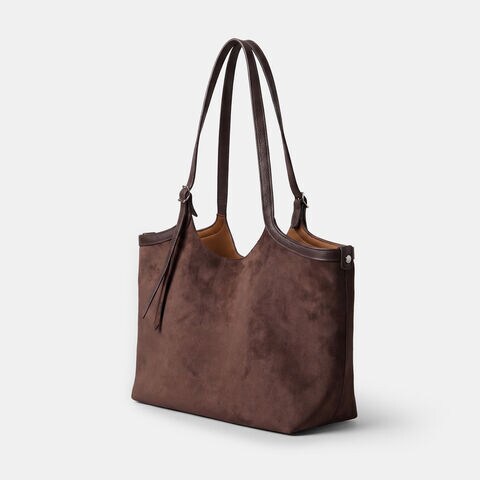 Women's shopper bag in Bata microfiber, Brown