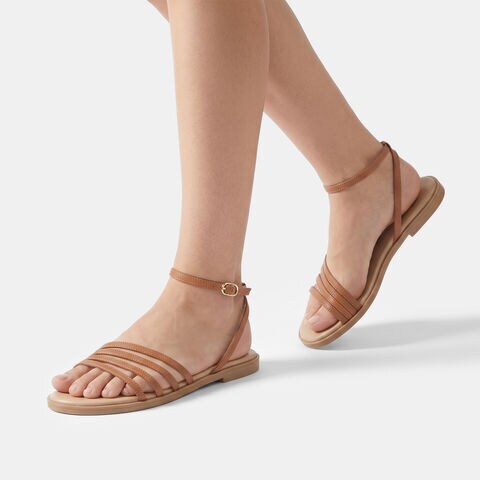 Women's sandal with ankle strap by Bata, Brown