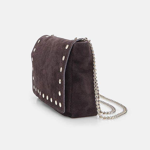 Women's suede crossbody bag with studs Bata, Brown