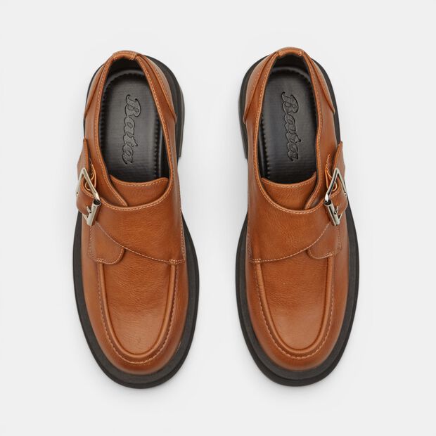 Women's monk shoe with Bata track sole, Brown