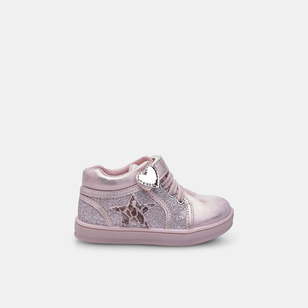 Girls' sneakers with laces and strap Chicco, Pink