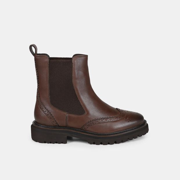 Damen Leder Stiefelette, Braun