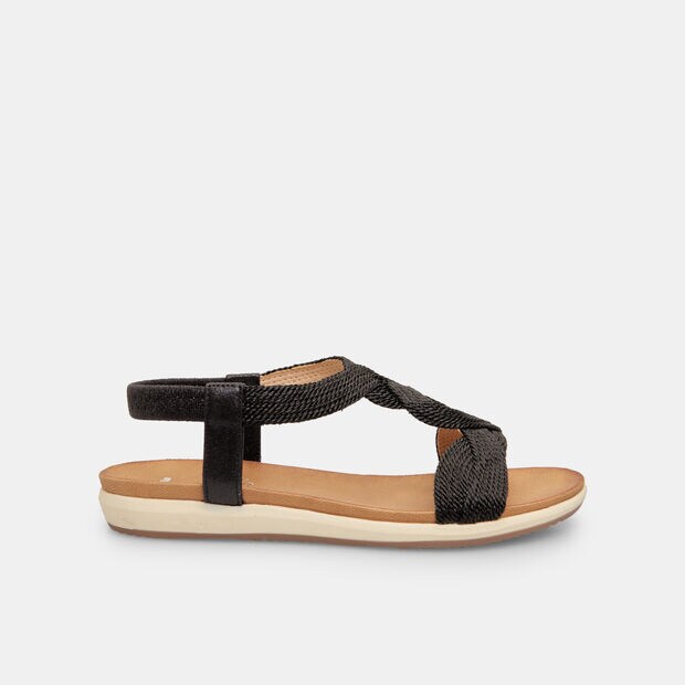 Women's Fabric Sandal, Black