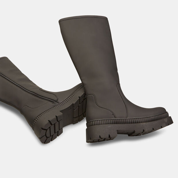 Bottines montantes pour femme effet cuir, Noir