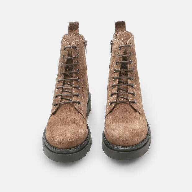 Damen Stiefeletten aus Wildleder, Taupe