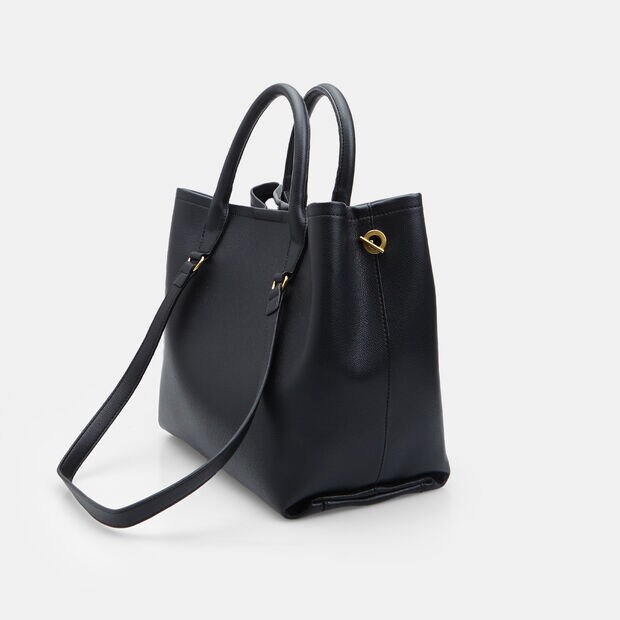 Women's shopper bag with long and short handle Bata, Black