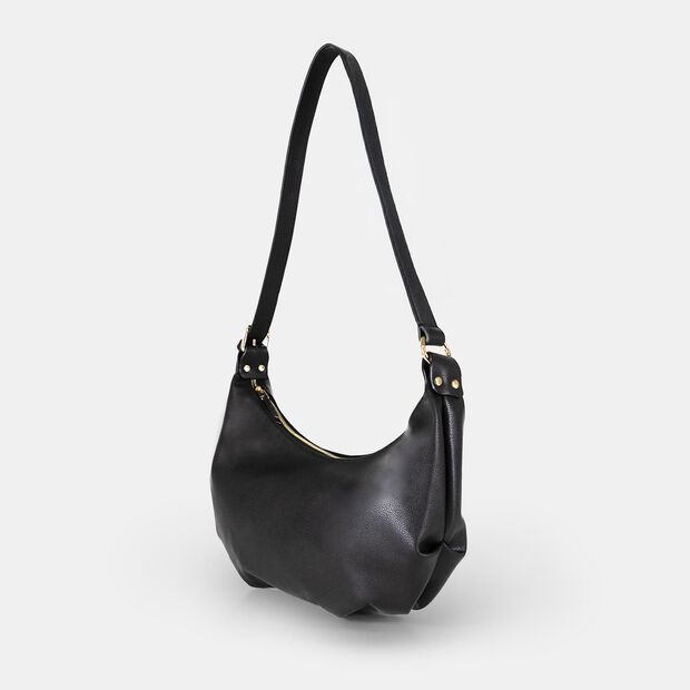 Bolso Hobo para mujer efecto martillado, Negro