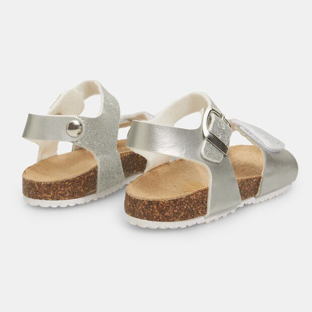 Sandalias de ni&ntilde;a Bubblegummers con tiras y pulsera con glitter , Plateado