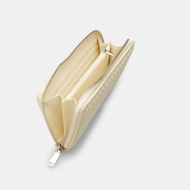 Cartera de mujer con cremallera alrededor, Beige
