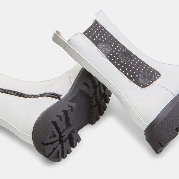 Botines chelsea de ni&ntilde;a con suela en contraste, Blanco