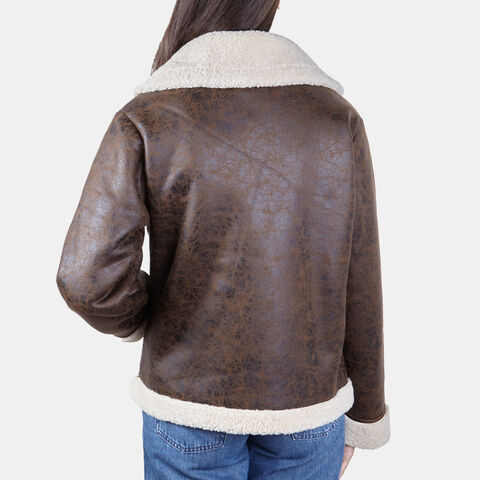 Chaqueta modelo montón de mujer, Marrón