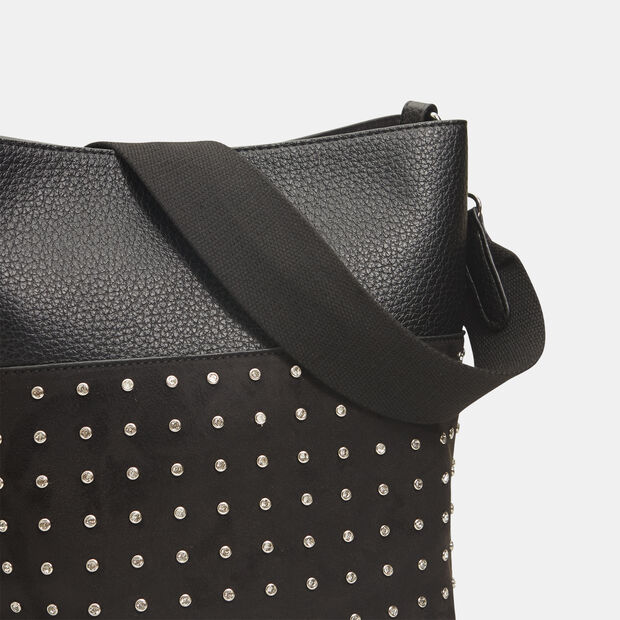 Bolso de hombro de mujer con brillantitos, Negro