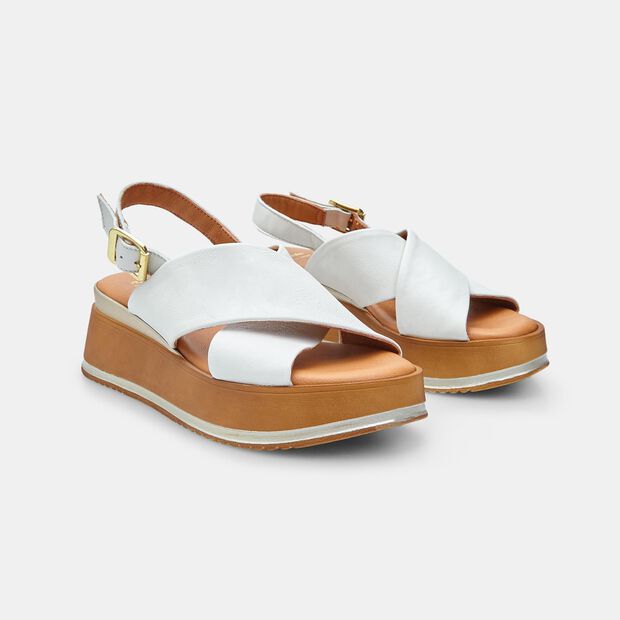 Sandalias de plataforma de piel para mujer BATA, Blanco
