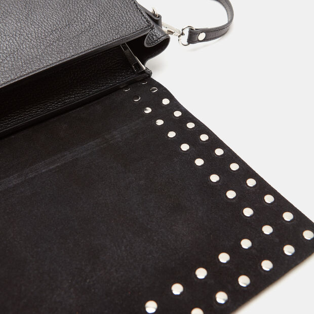 Bolso De Piel Con Tachuelas, Negro