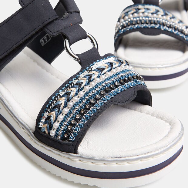 Sandalias De Mujer Con Cu&ntilde;a, Azul