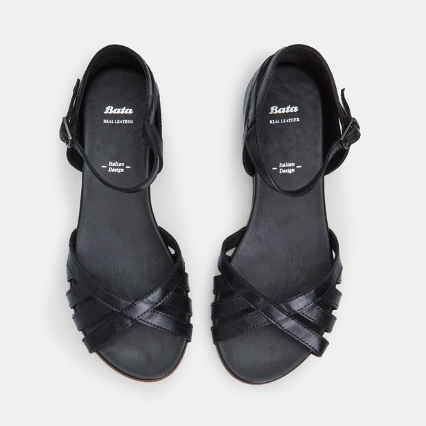 Sandalias de piel para mujer, Negro