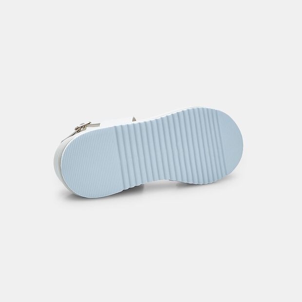 Sandalias de mujer de cuero con plataforma de 5 cm BATA, Beige