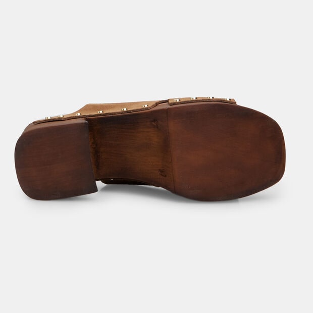 Zueco de mujer en ante con tac&oacute;n de 6 cm y plataforma BATA, Marr&oacute;n