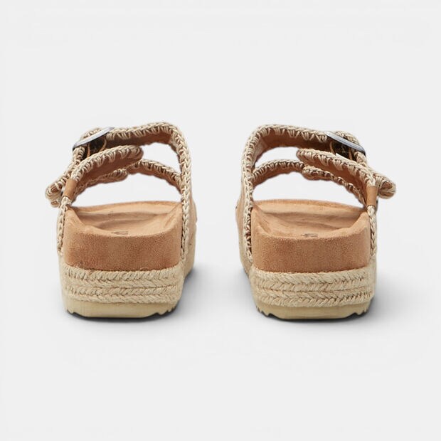 Sandalias de mujer Refresh con doble tira y hebilla, Marr&oacute;n