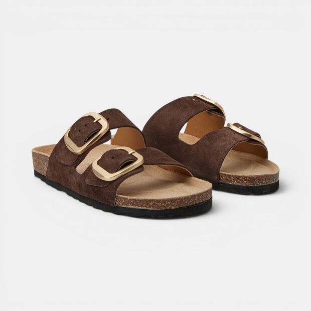 Sandalias de mujer Bata con doble tira, Marr&oacute;n
