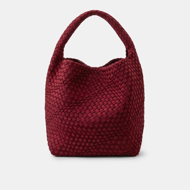 Bolso hobo de mujer en nylon trenzado Bata, Burdeos