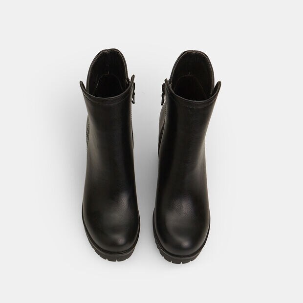 Botines para mujer con tac&oacute;n ancho, Negro