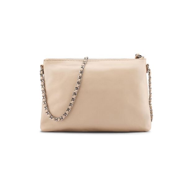 Bolso bandolera en piel autentica, Beige