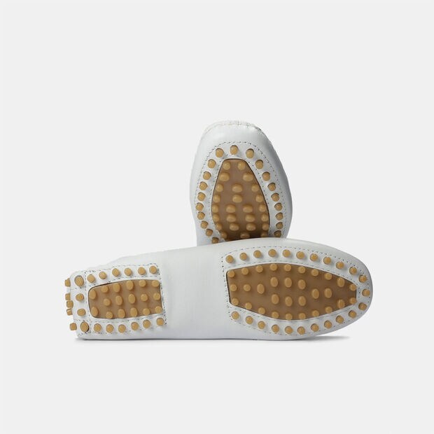 Mocasines de piel para mujer, Blanco