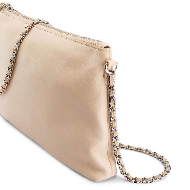 Bolso bandolera en piel autentica, Beige
