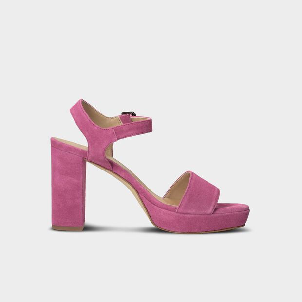 Sandalias de mujer en suede, Fucsia