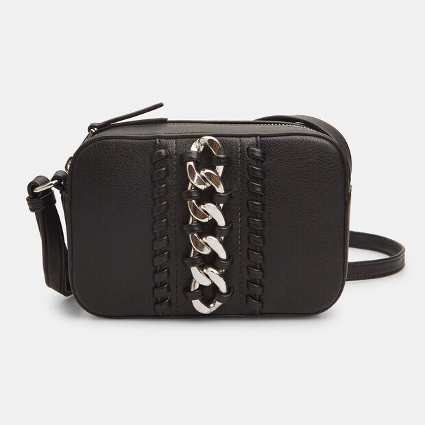 Bolso bandolera de mujer con cadena , Negro