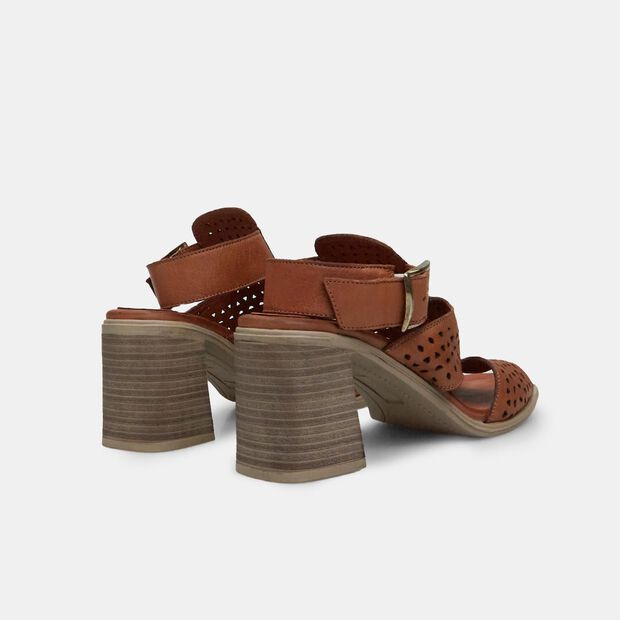 Sandalia de piel de mujer con tac&oacute;n de 7 cm BATA, Marr&oacute;n