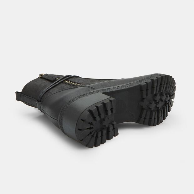 Botas militares para mujer con cremallera lateral, Negro