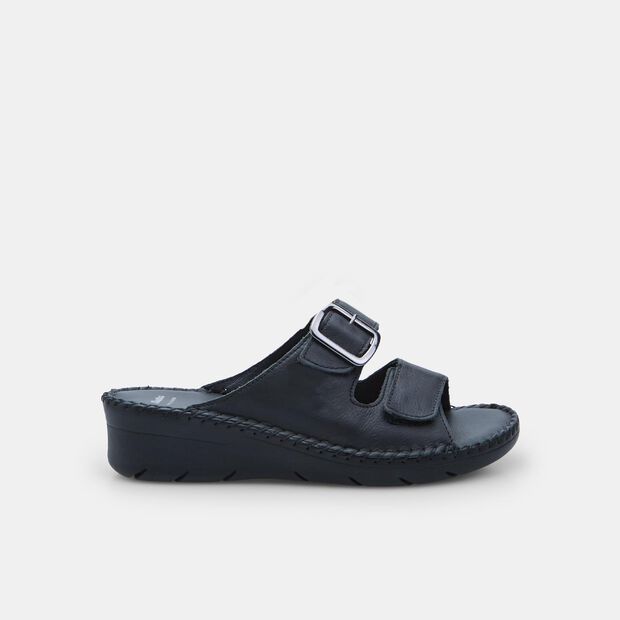 Zapatillas slip-on para mujer en cuero, Negro