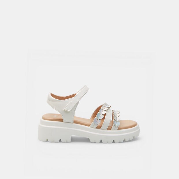 Sandalias para ni&ntilde;a Bata con tiras cruzadas, Blanco