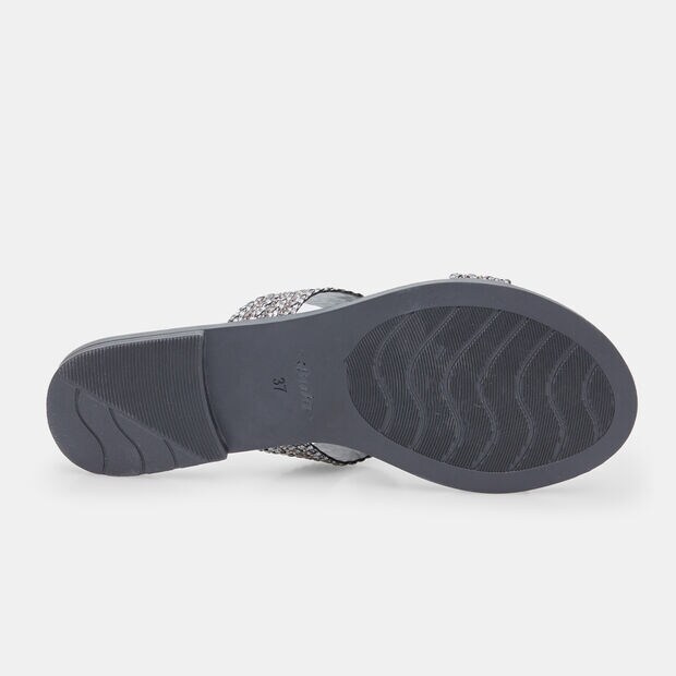 Mules para mujer con bandas entrelazadas, Negro
