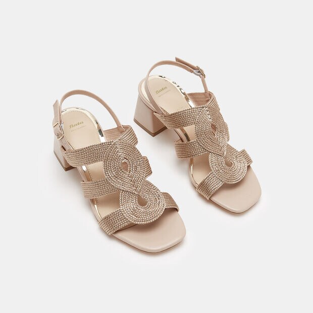 Sandalias con tac&oacute;n midi, Rosa