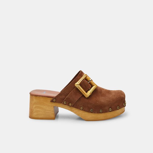 Zuecos de mujer en ante BATA, Marr&oacute;n