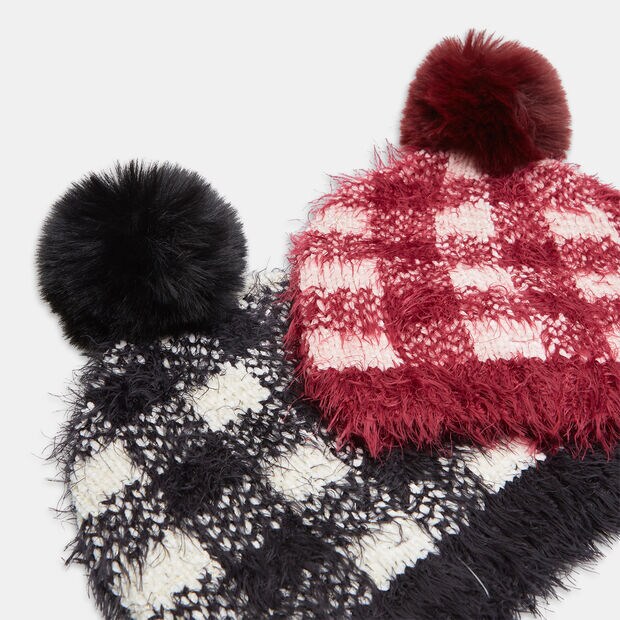 Gorro con detalles de l&uacute;rex y pomp&oacute;n, Multicolor