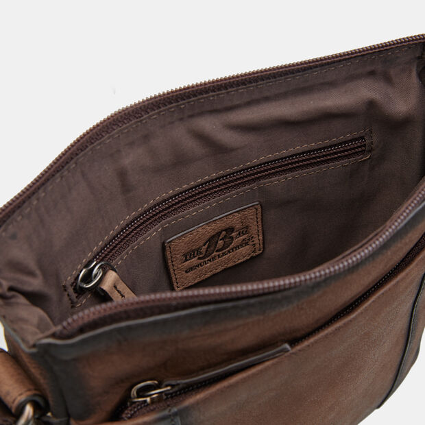 Bolso de hombre en cuero, Marr&oacute;n