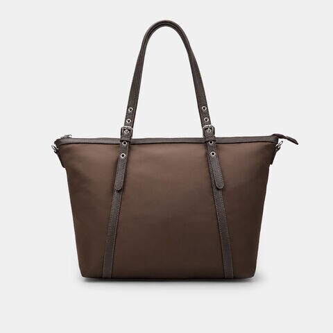 Bolso modelo shopper con detalles efecto saffiano Bata, Marr&oacute;n