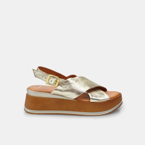 Sandalias de plataforma de piel para mujer BATA, Dorado