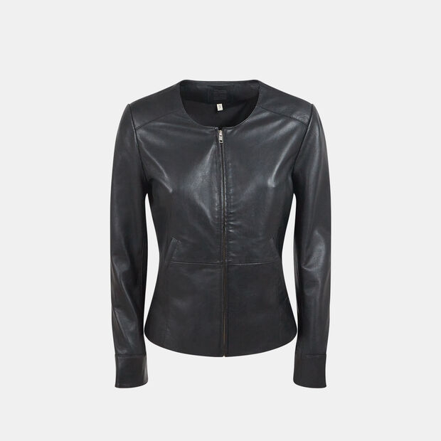 Chaqueta biker de mujer en piel , Negro