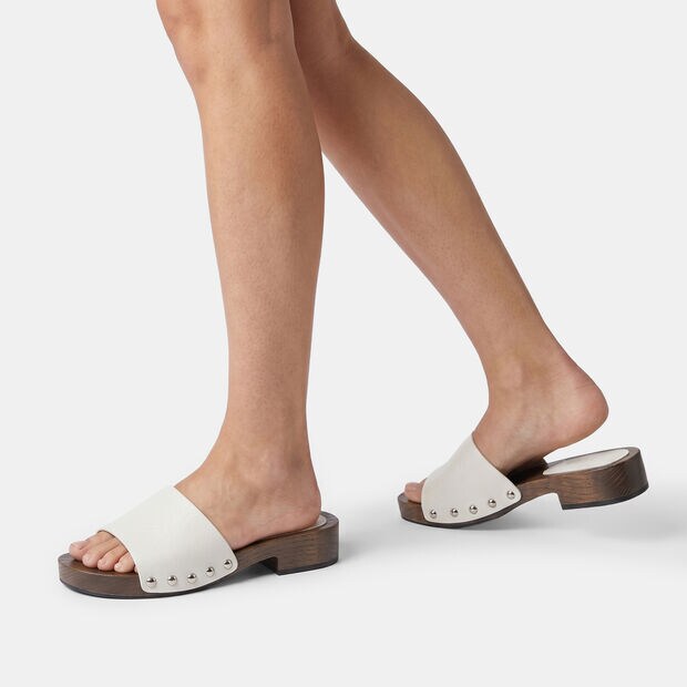 Mulas de mujer Bata con banda, Blanco