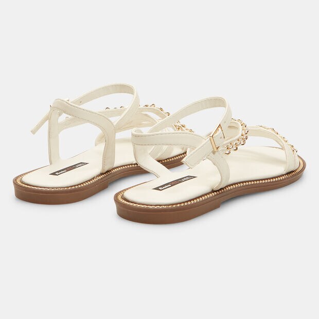 Sandalias planas de mujer Bata Red Label con detalle de cadena , Blanco