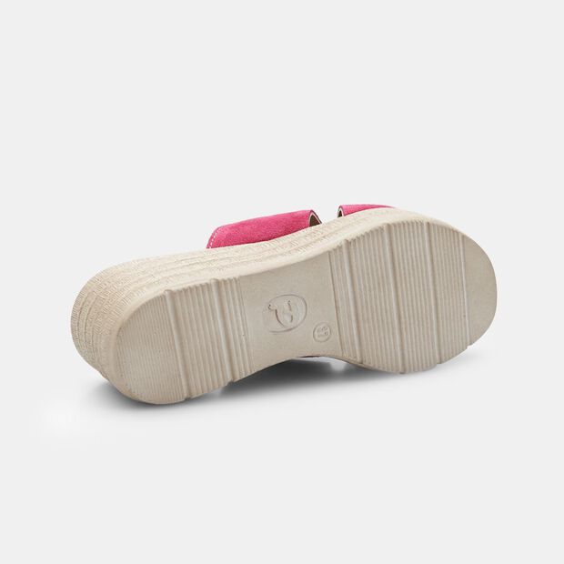 Zapatillas de ante con cu&ntilde;a para mujer BATA, Fucsia