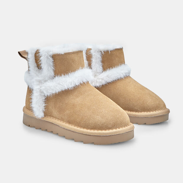 Botín de invierno para niña en ante con insertos Bata, Piel