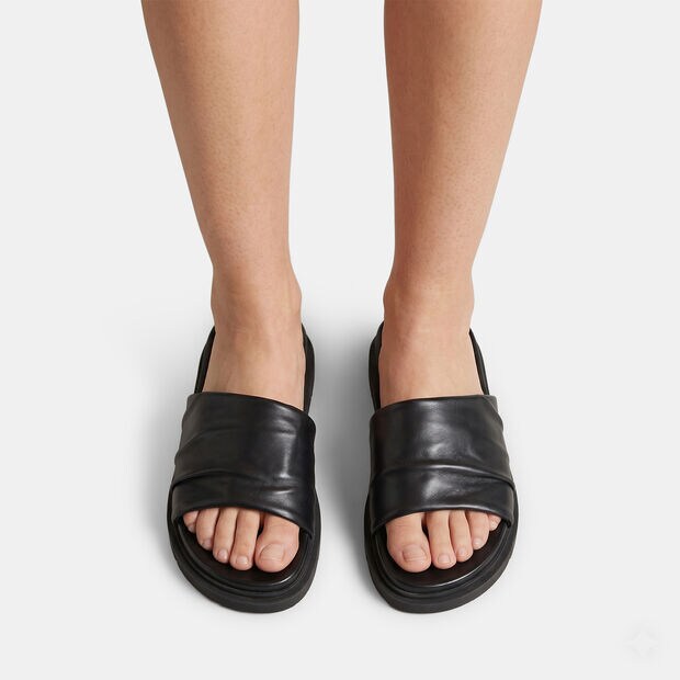 Sandalia de mujer con tira fruncida Bata, Negro