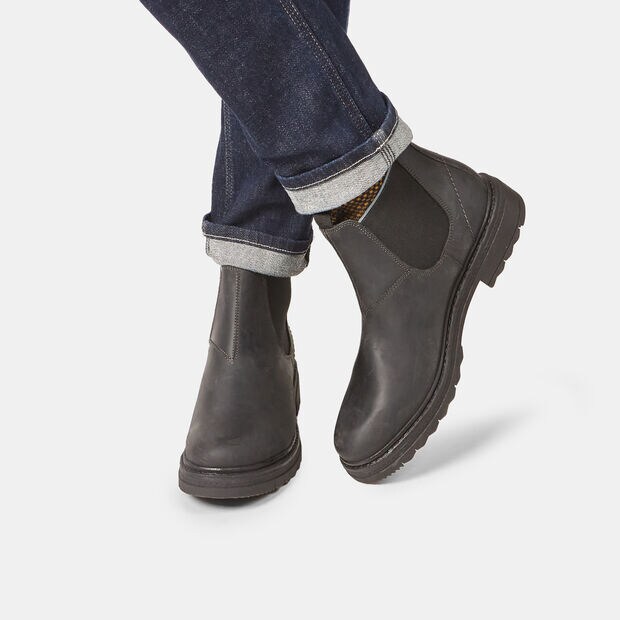 Botas chelsea de hombre en piel, Negro
